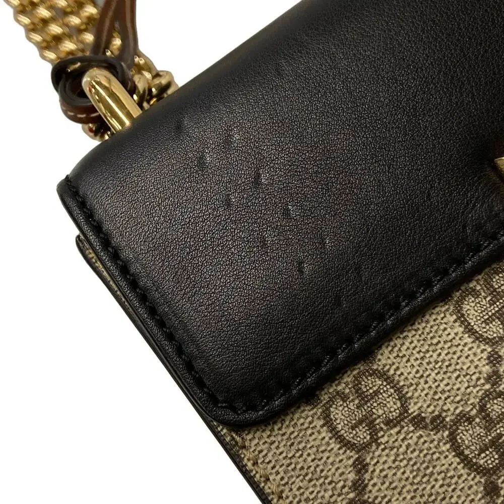 Gucci Padlock Small/Guccitian Shoulder Bag 409487 Black Dark Brown Multi PVC